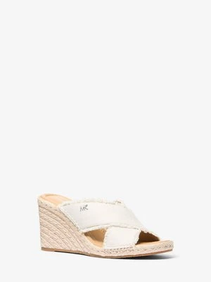 Sandały na koturnie Kenzie z mieszanki płótna i strzępionego lnu MICHAEL Michael Kors