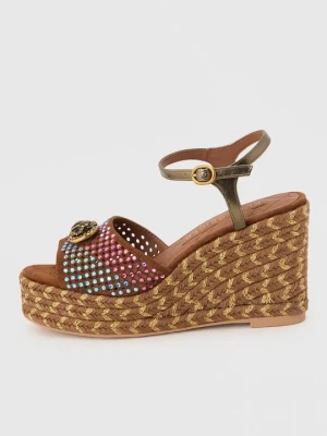 Sandały na koturnie Kurt Geiger jasnobrązowy