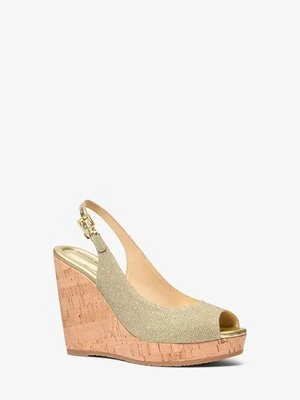 Sandały na koturnie Rosie z błyszczącej siateczki z łańcuszka MICHAEL Michael Kors