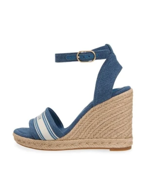 Sandały na koturnie Tommy Hilfiger niebieski denim