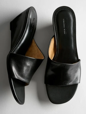 Sandały Na Koturnie Z Miękkiej Skóry - Czarny - Massimo Dutti - Female