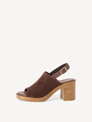 Sandały na obcasie brązowy - TAMARIS