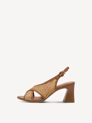 Sandały na obcasie brązowy - TAMARIS