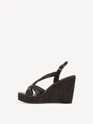 Sandały na obcasie brązowy - TAMARIS