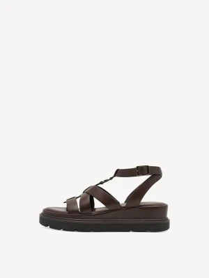 Sandały na obcasie brązowy - TAMARIS