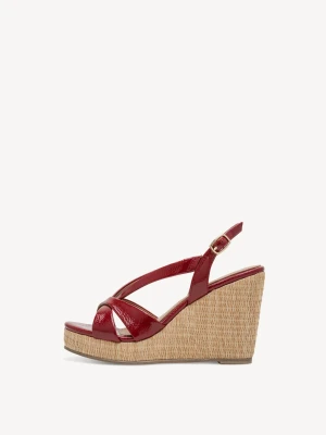 Sandały na obcasie czerwony - TAMARIS