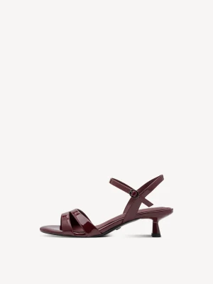 Sandały na obcasie czerwony - TAMARIS