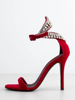 Sandały na obcasie Giuseppe Zanotti czerwony