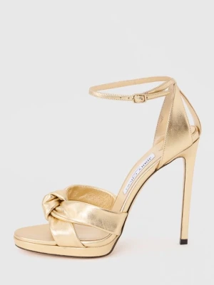 Sandały na obcasie Jimmy Choo w kolorze złota