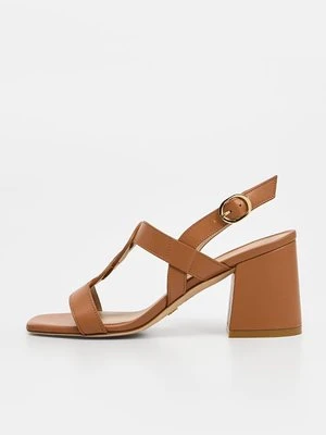 Sandały na obcasie Stuart Weitzman jasny brąz