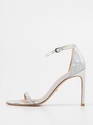 Sandały na obcasie Stuart Weitzman srebrny