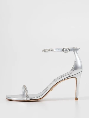 Sandały na obcasie Stuart Weitzman srebrny