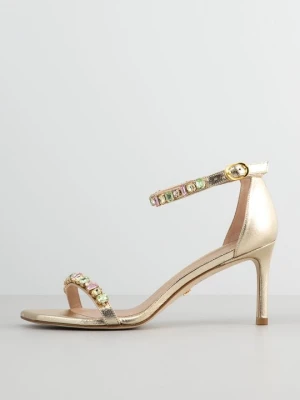 Sandały na obcasie Stuart Weitzman złoty