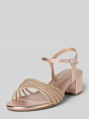 sandały na obcasie z obszyciem z kamieni stras tamaris