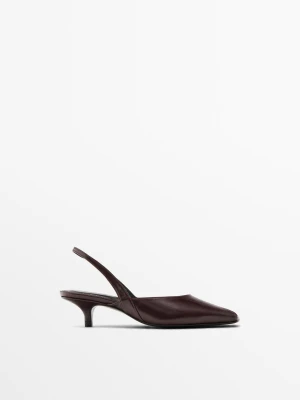 Sandały Na Obcasie Z Odkrytymi Palcami - Bordowy - - Massimo Dutti - Kobieta
