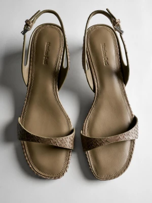 Sandały Na Obcasie Ze Skóry Z Tłoczeniami - Wzory Zwierz?Ce - Massimo Dutti - Female