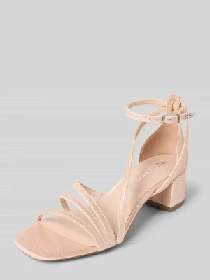 Sandały na słupku z efektem błyszczącym tamaris