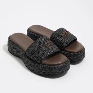 Sandały platforma rafia czarne BIMBA Y LOLA