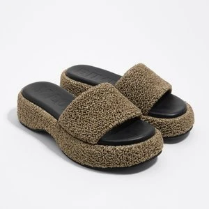 Sandały platforma tkanina zielone BIMBA Y LOLA