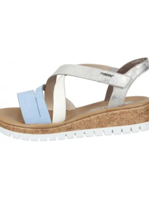 SANDAŁY RIEKER - 910251-00 WHITE/BLUE