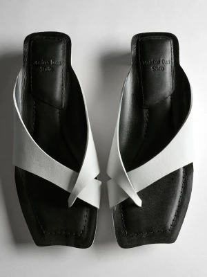 Sandały Skórzane Na Obcasie - Studio - Biały - Massimo Dutti - Female