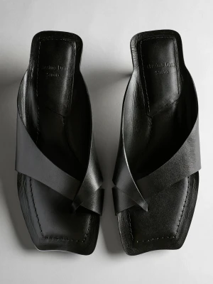 Sandały Skórzane Na Obcasie - Studio - Czarny - Massimo Dutti - Female