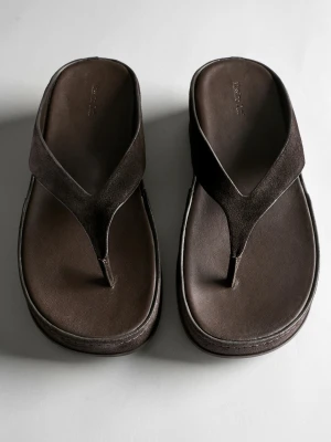 Sandały Skórzane Na Platformie - Brązowy - Massimo Dutti - Female