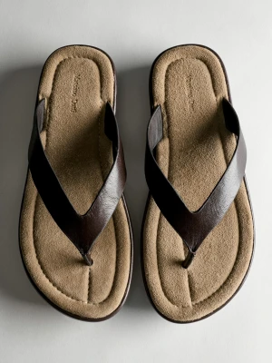 Sandały Skórzane Na Platformie - Brązowy - Massimo Dutti - Female
