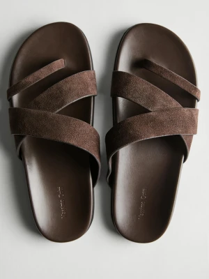 Sandały Skórzane Z Paskami - Brązowy - - Massimo Dutti - Kobieta