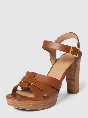 Sandały skórzane ze sprzączkami model ‘SOFFIA’ Lauren Ralph Lauren