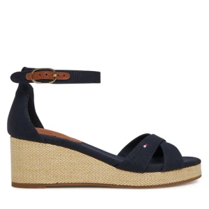 Sandały Tommy Hilfiger Flag Criss-Cros Mid Wedge Espad FW0FW08481 Granatowy
