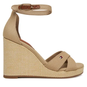 Sandały Tommy Hilfiger Flag High Wedge Espad Crisscross FW0FW08661 Beżowy