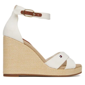 Sandały Tommy Hilfiger Flag High Wedge Espad Crisscross FW0FW08661 Écru