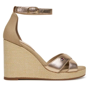 Sandały Tommy Hilfiger Flag Metallic High Wedge Espad FW0FW08811 Złoty