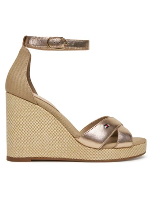 Sandały Tommy Hilfiger Flag Metallic High Wedge Espad FW0FW08811 Złoty