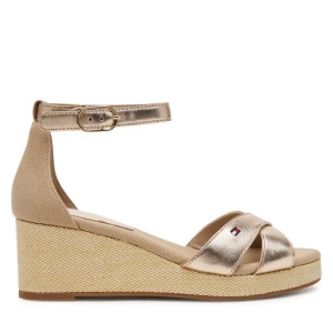 Sandały Tommy Hilfiger Flag Metallic Mid Wedge Espad FW0FW08810 Beżowy