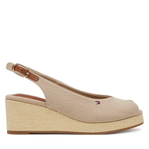 Sandały Tommy Hilfiger Flag Mid Wedge Espad Slingback FW0FW08595 Beżowy