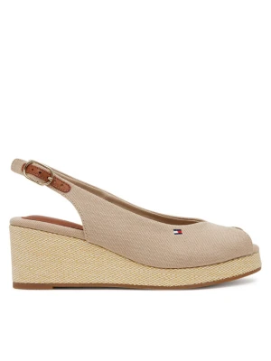 Sandały Tommy Hilfiger Flag Mid Wedge Espad Slingback FW0FW08595 Beżowy