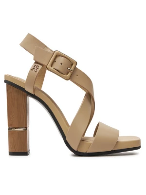 Sandały Tommy Hilfiger Hardware Block High Heel FW0FW07016 Brązowy