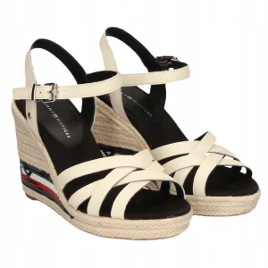 Sandały Tommy Hilfiger High Wedge FW0FW04843 beżowy