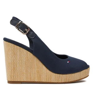 Sandały Tommy Hilfiger Iconic Elena Sling Back Wedge FW0FW04789 Granatowy