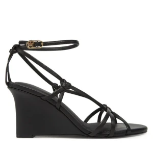 Sandały Tommy Hilfiger Leather Knots Wedge Sandal FW0FW08417 Czarny