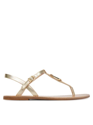 Sandały Tommy Hilfiger Leather Thong Sandal Gold FW0FW09331 Złoty