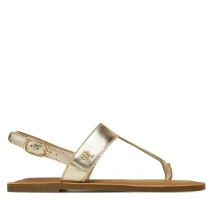 Sandały Tommy Hilfiger Metallic Leather Thong Sandal FW0FW08798 Złoty