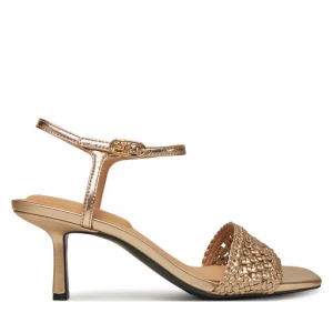 Sandały Tommy Hilfiger Metallic Lthr Kitten Sandal FW0FW08611 Złoty