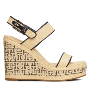 Sandały Tommy Hilfiger Platform Th Mono Rafia Wedge FW0FW08052 Beżowy