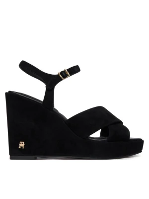Sandały Tommy Hilfiger Suede Wrapped High Wedge FW0FW09218 Czarny