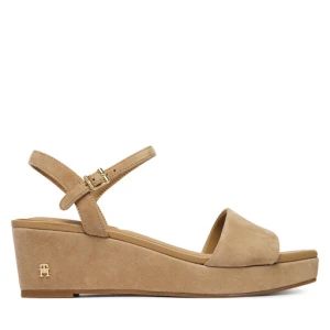Sandały Tommy Hilfiger Suede Wrapped Mid Wedge FW0FW09235 Brązowy