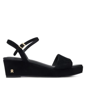 Sandały Tommy Hilfiger Suede Wrapped Mid Wedge FW0FW09235 Czarny