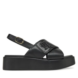 Sandały Tommy Hilfiger Th Logo Hw Padded Leather Sandal FW0FW08808 Czarny